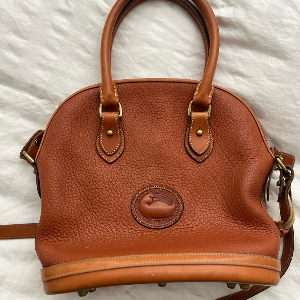 Dooney and Bourke Cognac Pebbled Leather top handle Handbag Satchel VINTAGE